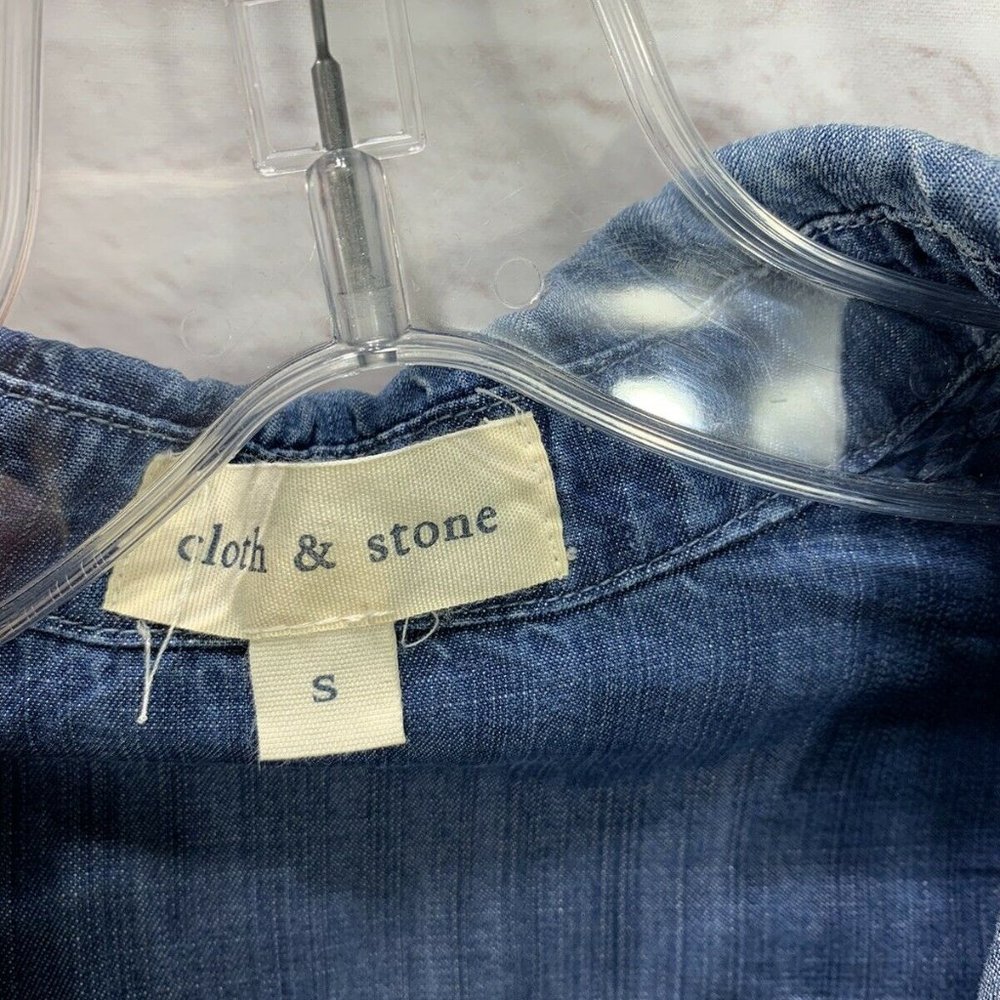 Cloth And Stone Denim Shirt Roll Tab Sleeve Tencel - Picture 4 of 10